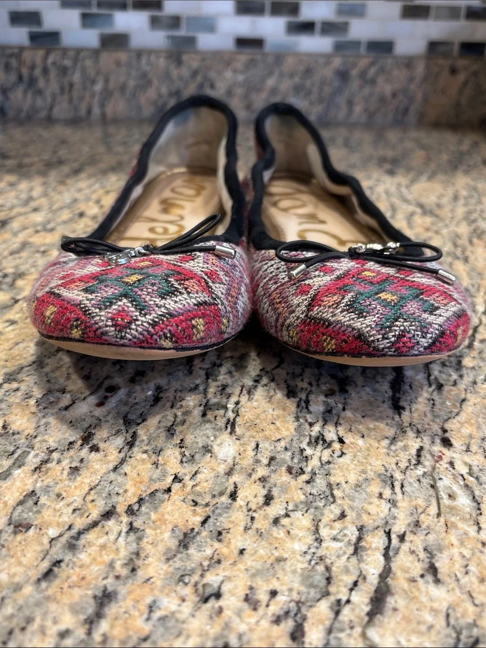 Sam Edelman Felicia Ballet Flats 6.5 Multicolor Jacquard Tapestry Bow Boho
